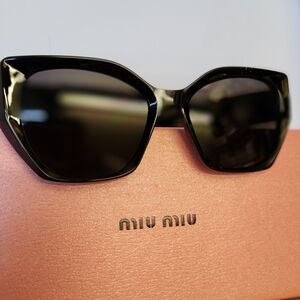 Miu Miu Glossy Black Sunglasses W/ Case